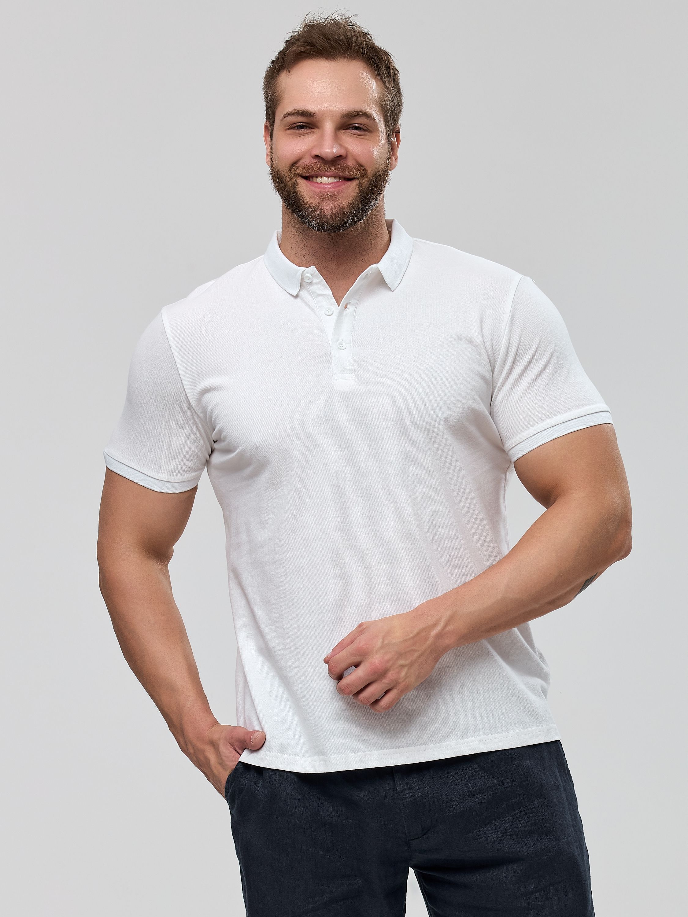 Поло муж. МС 2195 (M-6XL) (L белый)