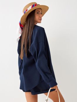 Костюм жен. МС лён 24280 ( M-4XL) (XL/XXL синий)