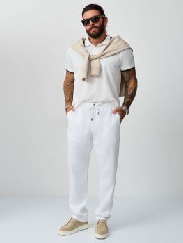 Брюки муж. лен МС 25045 (30-38) (34 белый)