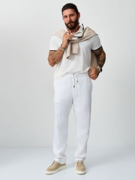 Брюки муж. лен МС 25045 (30-38) (34 белый)