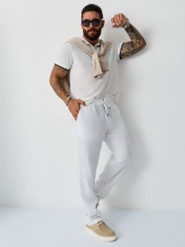 Брюки муж. лен МС 25045 (30-38) (34 белый)