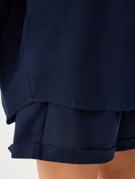 Костюм жен. МС лён 24280 ( M-4XL) (XL/XXL синий)