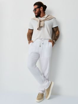 Брюки муж. лен МС 25045 (30-38) (34 белый)