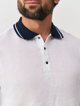 Поло муж. МС лен 2541 (M-2XL) (L белый)