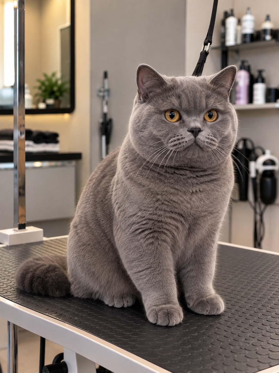 Британский короткошерстный кот после бережного вычесывания
